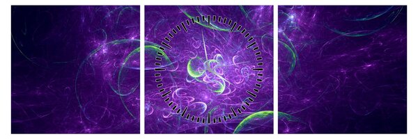 Tablou -abstracție violetă (cu ceas) (90x30 cm)