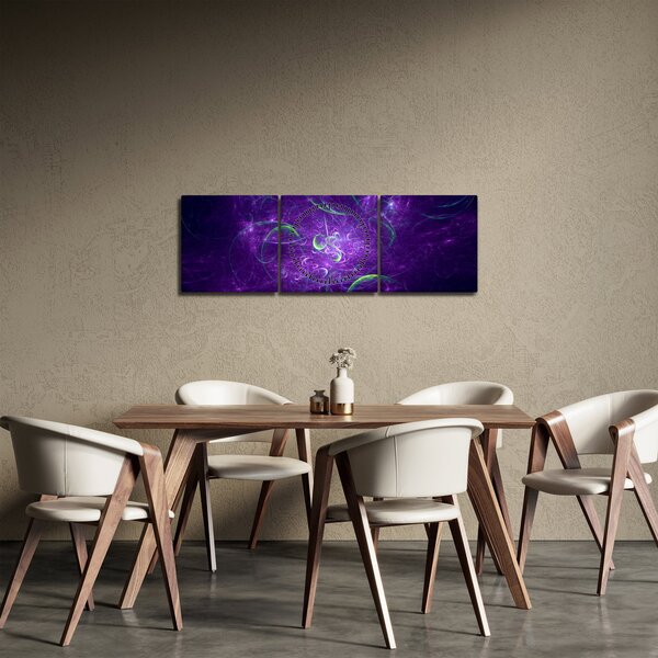 Tablou -abstracție violetă (cu ceas) (90x30 cm)