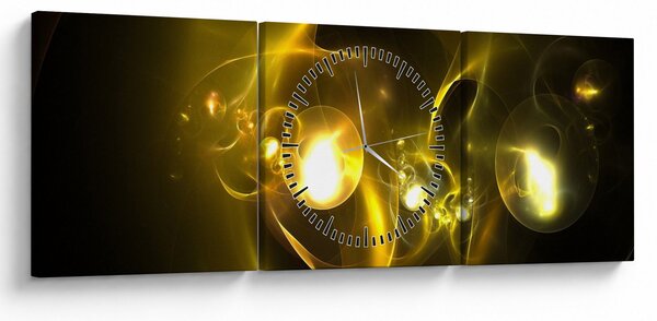 Tabloul abstract cu bile galbene (cu ceas) (90x30 cm)