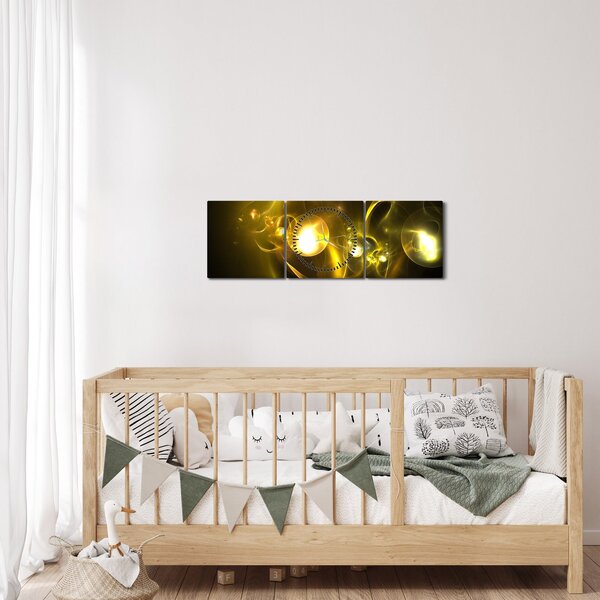 Tabloul abstract cu bile galbene (cu ceas) (90x30 cm)