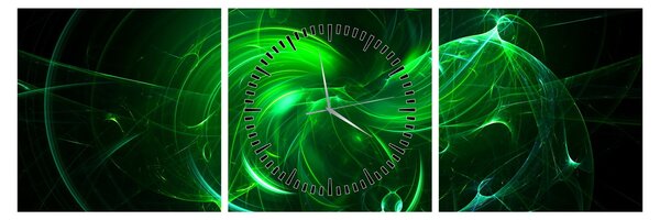 Tablou - abstracție verde (cu ceas) (90x30 cm)