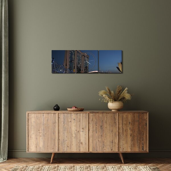 Tablou cu metropolă modernă (cu ceas) (90x30 cm)