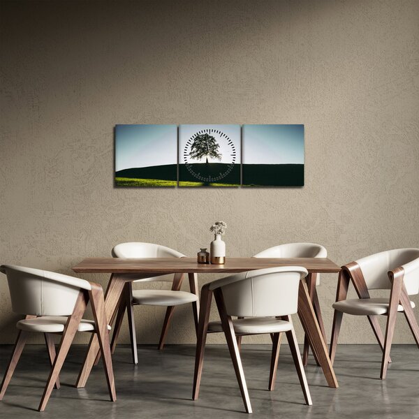 Tablou cu natura - copac (cu ceas) (90x30 cm)