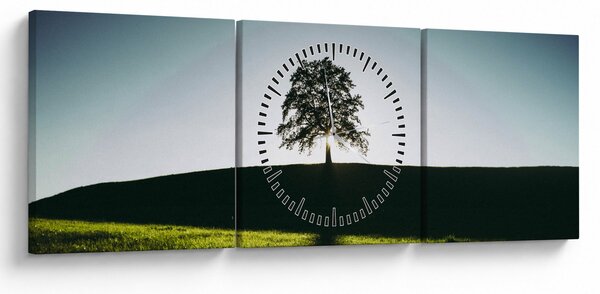 Tablou cu natura - copac (cu ceas) (90x30 cm)