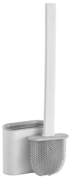 Aqualine Aqualine, perie de toaletă din silicon pentru așezare și agățare pe perete, alb mat, BS010