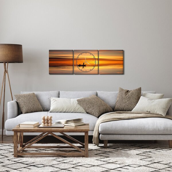Tablou - cu barca (cu ceas) (90x30 cm)