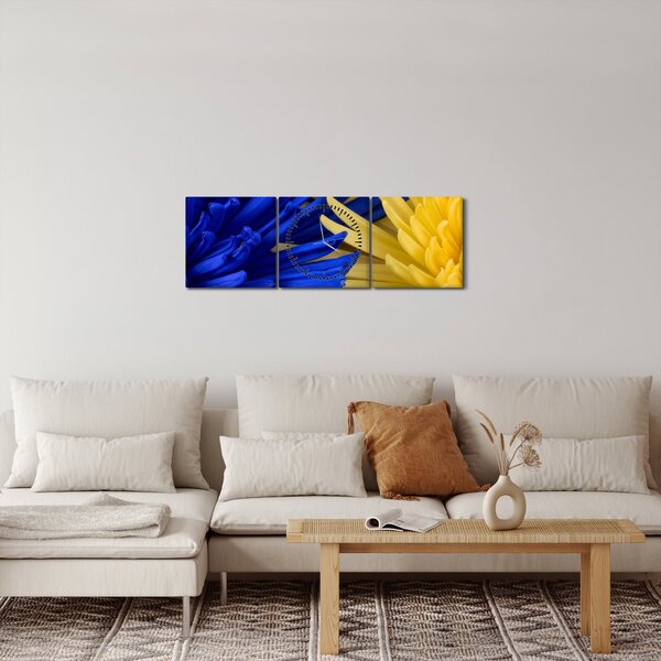 Tablou - detaliu florilor (cu ceas) (90x30 cm)