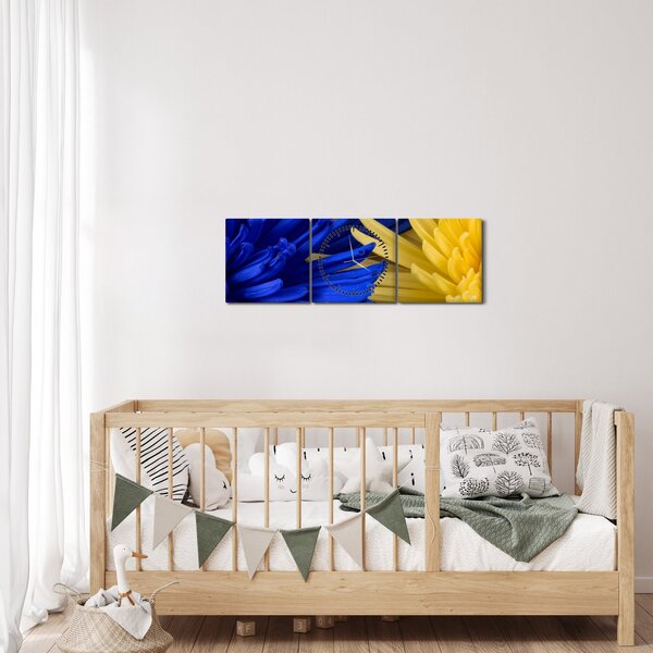 Tablou - detaliu florilor (cu ceas) (90x30 cm)