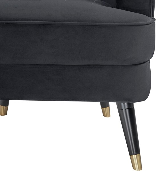 Fotoliu Ziller catifea neagra 70/105/91 cm