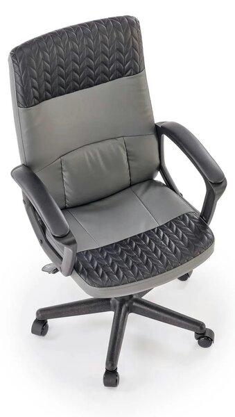 Scaun birou BJORN, negru, piele ecologica, 58x57x100/112 cm