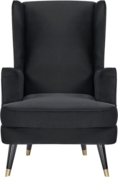 Fotoliu Ziller catifea neagra 70/105/91 cm