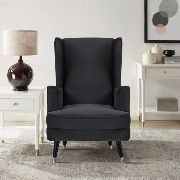 Fotoliu Ziller catifea neagra 70/105/91 cm