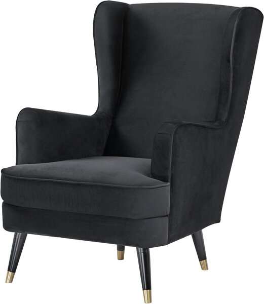Fotoliu Ziller catifea neagra 70/105/91 cm