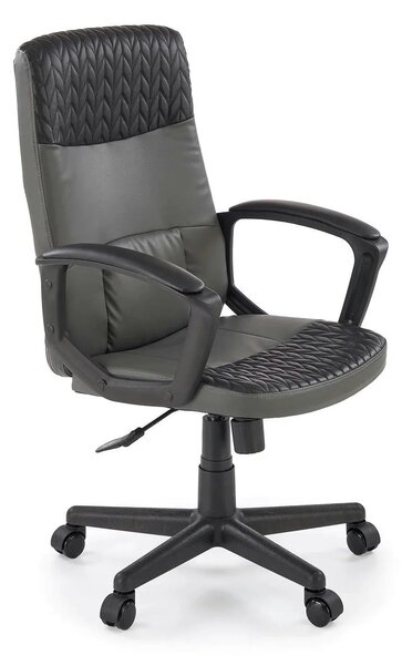 Scaun birou BJORN, negru, piele ecologica, 58x57x100/112 cm