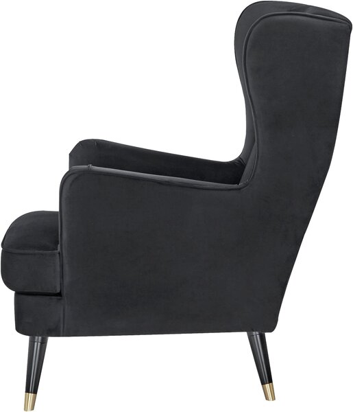 Fotoliu Ziller catifea neagra 70/105/91 cm