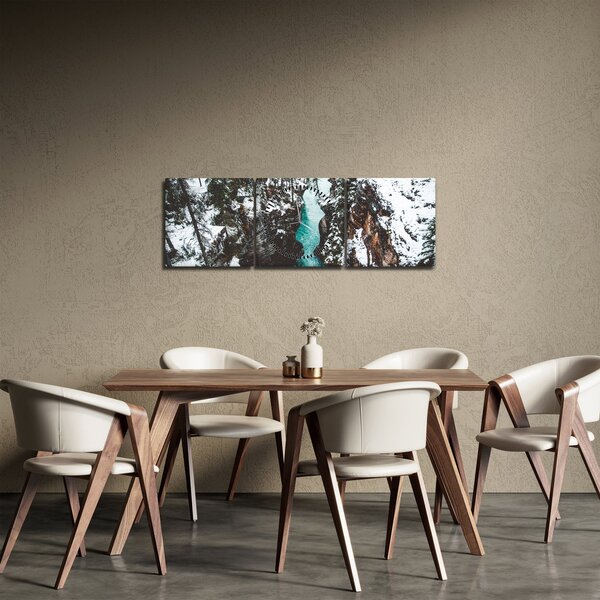 Tablou - râul de munte iarna (cu ceas) (90x30 cm)