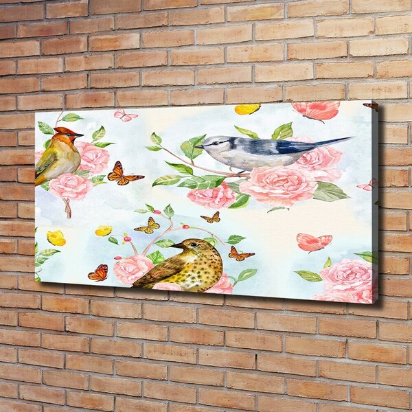 Tablou pe pânză canvas Păsări și trandafiri