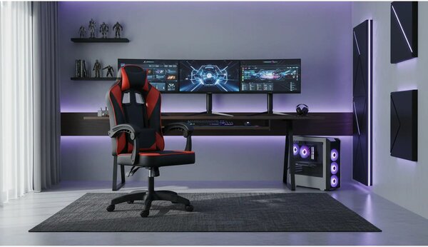 Scaun gaming IMPERIA, negru/rosu, piele ecologica/metal, 64x64x104/116
