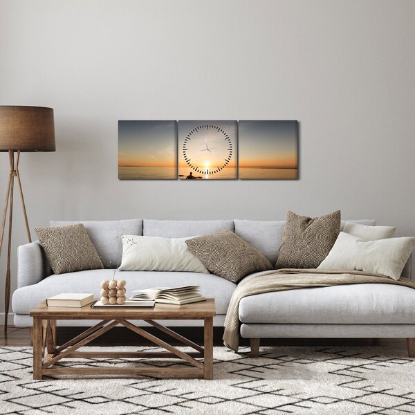 Tablou - caiac pe mare (cu ceas) (90x30 cm)