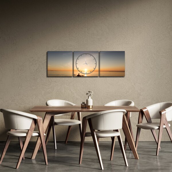 Tablou - caiac pe mare (cu ceas) (90x30 cm)