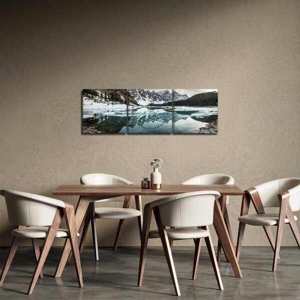 Tablou - lacul iarna (cu ceas) (90x30 cm)