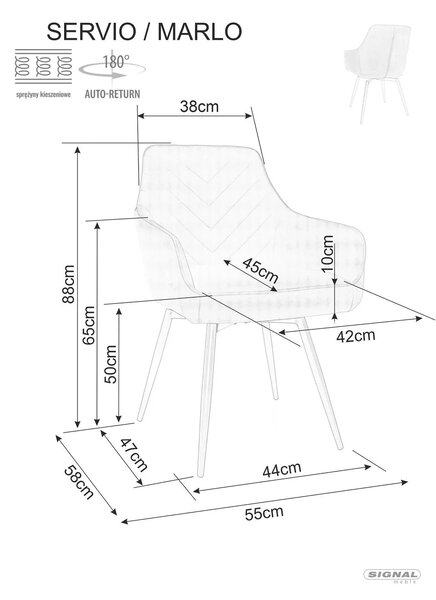 Scaun SERVIO, gri - Bluvel 14, stofa catifelata/metal, 55x58x88 cm