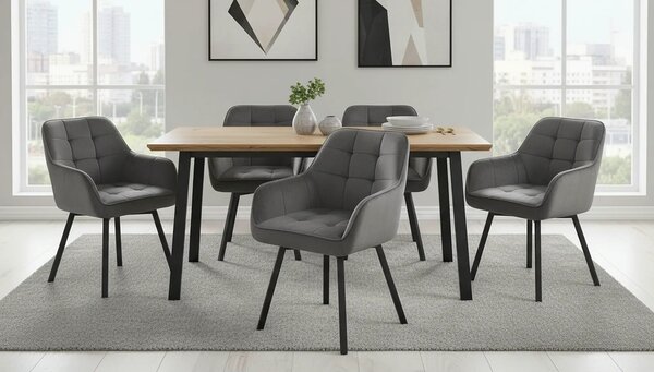 Scaun K588, gri - HLR 21, stofa catifelata/otel, 55x60x89 cm