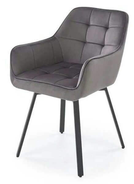 Scaun K588, gri - HLR 21, stofa catifelata/otel, 55x60x89 cm