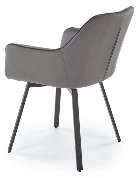 Scaun K588, gri - HLR 21, stofa catifelata/otel, 55x60x89 cm