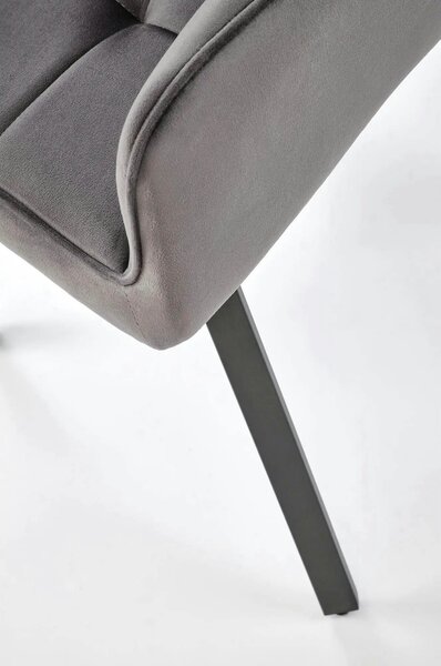 Scaun K588, gri - HLR 21, stofa catifelata/otel, 55x60x89 cm