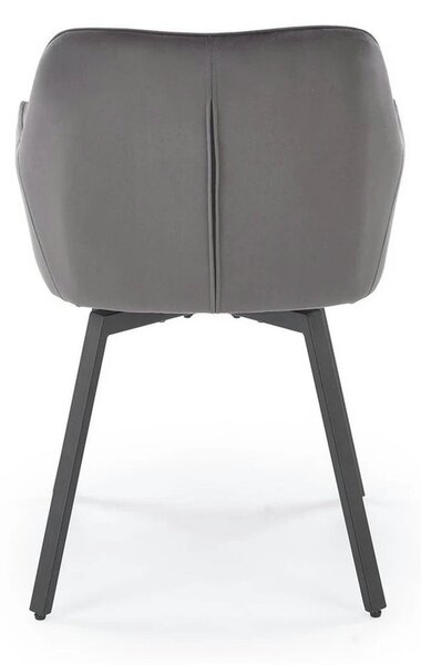 Scaun K588, gri - HLR 21, stofa catifelata/otel, 55x60x89 cm