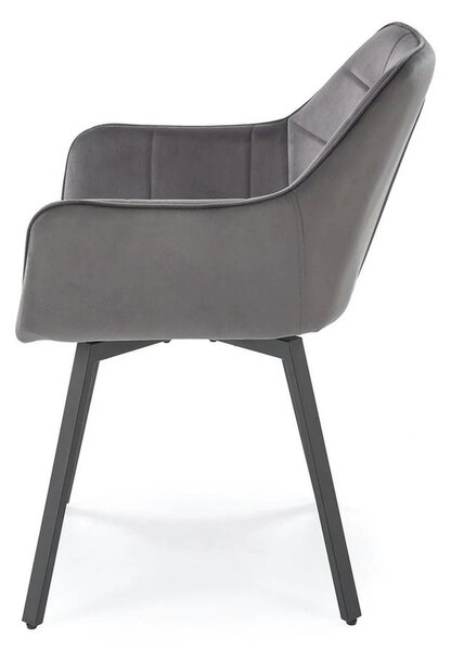 Scaun K588, gri - HLR 21, stofa catifelata/otel, 55x60x89 cm