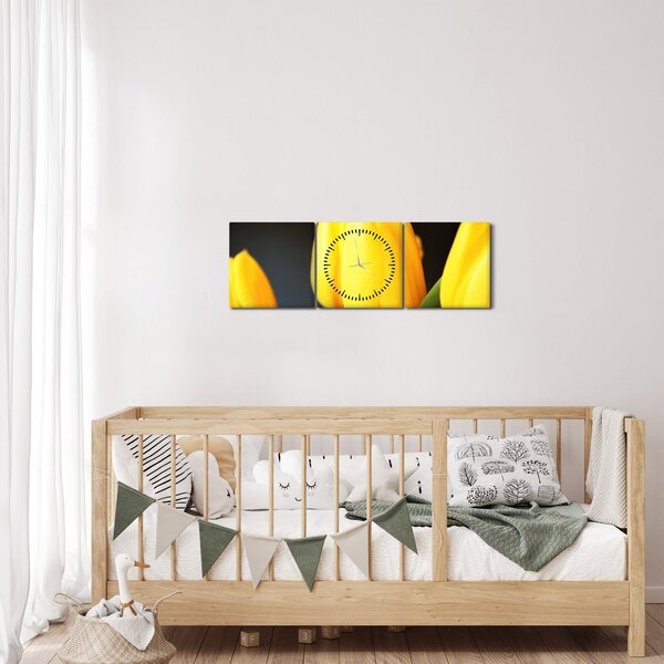 Tablou cu lalele (cu ceas) (90x30 cm)