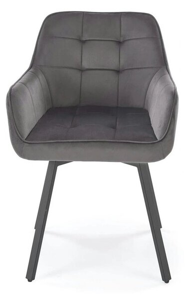 Scaun K588, gri - HLR 21, stofa catifelata/otel, 55x60x89 cm
