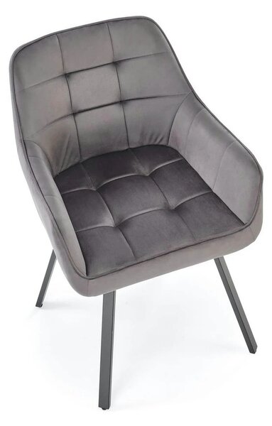 Scaun K588, gri - HLR 21, stofa catifelata/otel, 55x60x89 cm