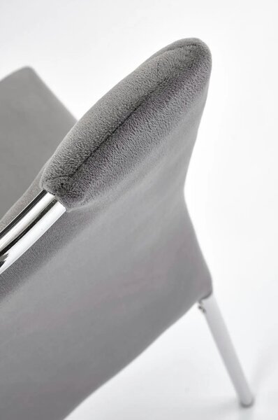 Scaun K578, gri - HLR 21/argintiu, stofa catifelata/otel, 43x53x93 cm