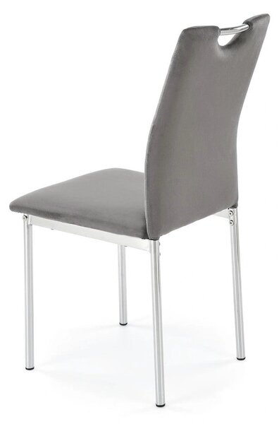 Scaun K578, gri - HLR 21/argintiu, stofa catifelata/otel, 43x53x93 cm