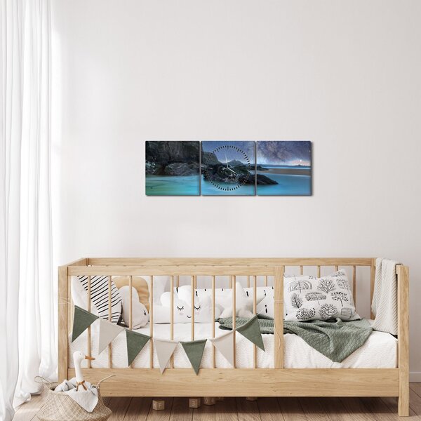 Tablou cu plaja (cu ceas) (90x30 cm)