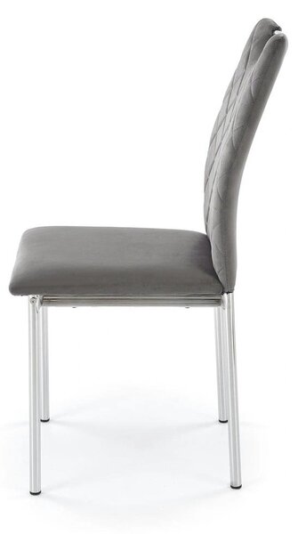 Scaun K578, gri - HLR 21/argintiu, stofa catifelata/otel, 43x53x93 cm