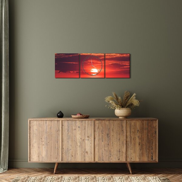 Tablou cu soarele colorat (cu ceas) (90x30 cm)