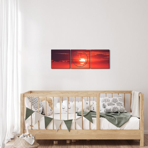 Tablou cu soarele colorat (cu ceas) (90x30 cm)