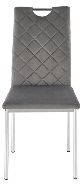 Scaun K578, gri - HLR 21/argintiu, stofa catifelata/otel, 43x53x93 cm
