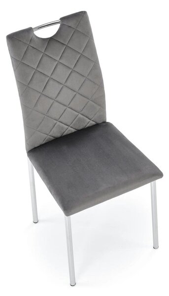 Scaun K578, gri - HLR 21/argintiu, stofa catifelata/otel, 43x53x93 cm