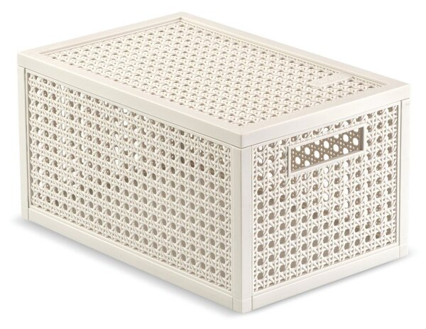 Cutie de depozitare crem din plastic reciclat cu capac 19x30x15 cm Kaya – Curver
