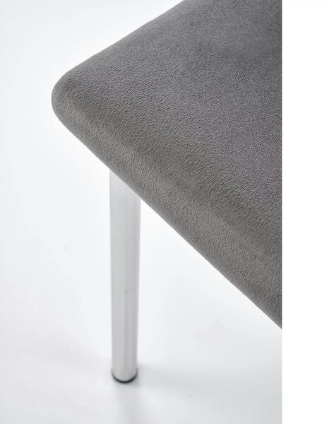 Scaun K578, gri - HLR 21/argintiu, stofa catifelata/otel, 43x53x93 cm