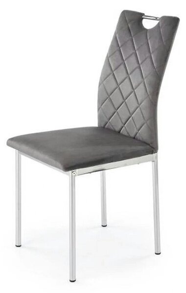 Scaun K578, gri - HLR 21/argintiu, stofa catifelata/otel, 43x53x93 cm