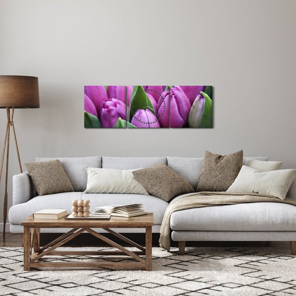 Tablou - florile lalelelor (cu ceas) (90x30 cm)