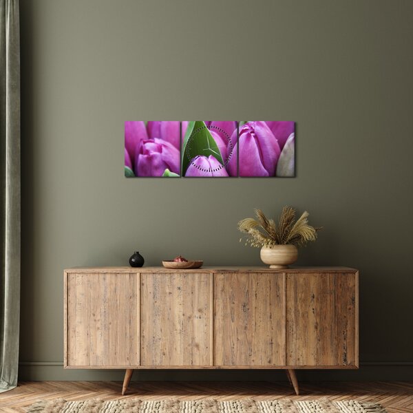 Tablou - florile lalelelor (cu ceas) (90x30 cm)