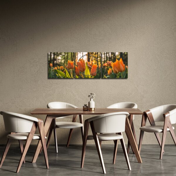 Tablou - florile lalelelor (cu ceas) (90x30 cm)