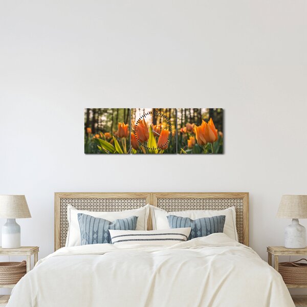 Tablou - florile lalelelor (cu ceas) (90x30 cm)
